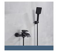 Matte Black Bathroom Bathtub Faucet Waterfall Faucet with Hand Shower Hot and Cold Water Mixer Taps Wall-Mounted Bathtub Faucet(Matte Black C)