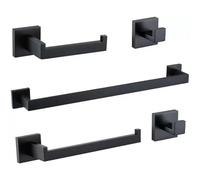 Matte Black Bathroom Hardware, NSCMQSL Bathroom Accessories Set Includes Toilet Paper Holder 12 Inch Towel Bar Robe Hook Wall Mounted,3 Pieces