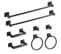 Matte Black Bathroom Hardware Set 8 Pieces,Towel Bar Set Stainless Steel Wall Mounted, Includes 23.6In Hand Towel Bar, Towel Ring, Robe Towel Hooks,Toilet Paper Holder, Bathroom Towel Rack Set