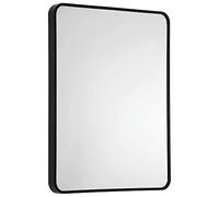 Matte Black Bathroom Mirror for Wall 22"x28" -Rectangular Aluminum Metal Frame with Round Corners-Wall Mounted Mirror with Glass Panel-Vanity Mirror for Decoration Hanged Vertically/Horizontally