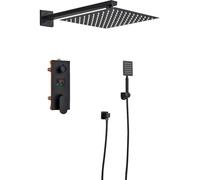 Matte Black Bathroom Shower Set - All Metal Digital Rainfall Shower Faucet with 10-inch Shower Head & Mixer Tap - 2 Ways for Ultimate Shower Experience