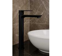 Matte Black Bathroom Sink Faucet Single Handle Solid Brass Cold Mixer Tap, Tall Vessel Faucet for Above Counter Sinks - Black, One Size