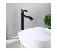Matte Black Bathroom Vanity Stainless Steel Waterfall Tall Single Cold Water Countertop Mounted Vanity(Black-Circular)