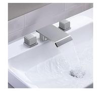 Matte Black Bathtub Faucet Double Handle Bathroom Faucet Waterfall Install On Bathtub All Brass Cold and Hot Basin Tap(Chrome)