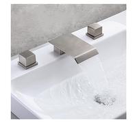 Matte Black Bathtub Faucet Double Handle Bathroom Faucet Waterfall Install On Bathtub All Brass Cold and Hot Basin Tap(Brushed Nickle)