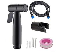 Matte Black Bidet Sprayer Set, Shattaf Toilet Shower Head with Holder, Stainless Steel Handheld Bidet Spray for Personal, Pet Washing, Floor Cleaning, G 1/2(6#)