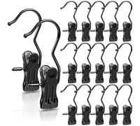 Matte Black Boot Hangers for Closet,Laundry Hooks with Clips, Boot Hanging Hold Clip,Heavy Duty Clothespins and Hangers Clips Boot Organizer for Closet, Travel, Pants, Socks, Handbags 16 Pack
