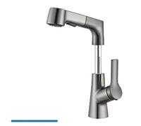 Matte Black Brass Bathroom Faucet with Pull Out Sprayer Basin Faucet for Washing Sink Hot Cold Water Mixer Tap Bathroom Vanity Upgrade,A-A
