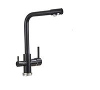 Matte Black Brass Kitchen Faucet, Double Handle, Hot & Cold Water, 3-Way Filtered Purifier, Stylish Black Dot Design, Durable Kitchen Mixer Tap