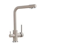 Matte Black Brass Kitchen Faucet, Double Handle, Hot & Cold Water, 3-Way Filtered Tap, Purified Kitchen Mixer, Stylish Beige with Dot Design