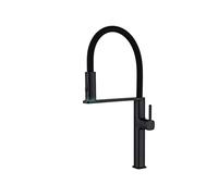 Matte Black Brass Kitchen Faucet - Single Handle Pull-Out Spray Sink Mixer with Ceramic Valve (G1/2)
