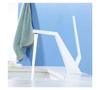 Matte Black Brass Single Handle Splash Proof Deck Mounted Basin Taps Cold and Hot Mixer Arches Faucets(Mp35 White)