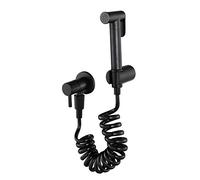 Matte Black Brass Toilet Bidet Sprayer Wall-Mounted Single Cold Faucet with 1.5m Flexible Shower Hose for Easy Bathroom Cleaning and Hygiene