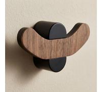 Matte Black/Brown Double Hook Towel Hanger Wall Mounted