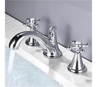 Matte Black Chrome Bathroom Basin Faucet Taps Sink Faucet Double Handles 3 pcs Bathroom White Bathtub Faucets Tap,Easy Install (Chrome)