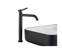 Matte Black & Chrome Bathroom Faucet - High Countertop Basin Mixer Tap, Hot & Cold Single Hole Tap for Modern Bathrooms - SJS280-20A