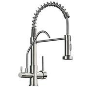 Matte Black Chrome Kitchen Faucet - Hot & Cold Water Purification Mixer - Bridge Installation Gourmet Tap for Modern Kitchens -