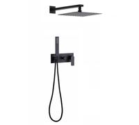 Matte Black Concealed Rainfall Shower Head & Hose Set, 2-in-1 Handheld Shower Kit, ry Modern Bathroom Shower System for Ultimate Relaxat