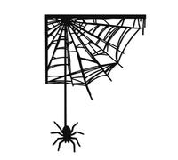 Matte Black Corner Spider Web Metal Wall Decor, Halloween Door Frame Accent