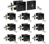 Matte Black Deadbolt, 10 Pack, Square Black Deadbolt Lock with The Same Keys, Keyed Alike Single Cylinder Deadbolts for Office & Home, Modern Dead Bolt Lock for Exterior & Interior, Keyed 1 Side