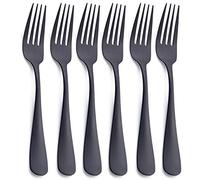 Matte Black Dinner Fork, GoGeiLi Stainless Steel Satin Finish 8.0-inch(20.3cm) Silverware Flatware Fork Set, Service for 6, Dishwasher Safe