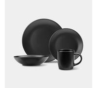 VonShef Dinner Set for 4, 16 Piece Plate & Bowl Set, Plate Set with 28cm Diameter Dinner Dish, 21cm Side Dish, 16cm Bowls & Mugs, Matte Black Dishwasher & Microwave Safe Tableware