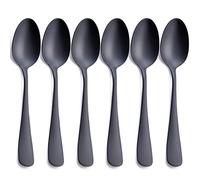 Matte Black Dinner Spoon, GoGeiLi Stainless Steel Satin Finish 7.8-inch(19.8cm) Silverware Flatware Spoon Set, Service for 6, Dishwasher Safe