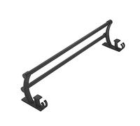 Matte Black Double Towel Bar Rail - 2-Tier Space Aluminum Heated Towel Rack with Hoo, Wall Mount Holder for Kitchen & Bathroom Accessories