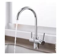 Matte Black Dual Handle Filtered for Kitchen 360 Rotation Water Filter Tap Three Ways Sink Mixer Kitchen Faucet,Easy Install Beauty Comes
