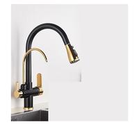 Matte Black Dual Handle Kitchen Faucet Hot & Cold Pull Out Mixer Tap Slish Black & d Design Perfect for Modern Kitchens and Drinking Water Soluts