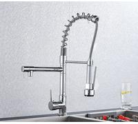 Matte Black Dual Spout Kitchen Mixer Tap - Deck Mount Spring Faucet for Hot & Cold Water, Stylish Modern Design for Home & Restaurant, Pursue Happiness in Your Kitchen
