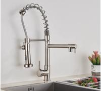 Matte Black Dual Spout Kitchen Sink Mixer Tap - Deck Mount Spring Design for Hot & Cold Water, Modern Matte Finish, Ideal for Stylish Kitchens & Home Renovations