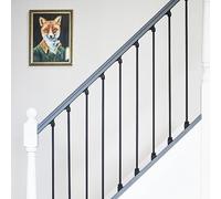 Matte Black "Enfield" Plain Stair Spindle - with Embedded Landing Brackets
