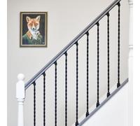 Matte Black "Enfield" Rope Twist Stair Spindle - with Non Embedded Landing Brackets