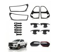 Matte Black Exterior Styling Kit for Toyota Hilux MK8 2016-2020 (Invincible & Invincible X) - LED Headlight & Tail Light Covers, Mirror Base Guards, Door Handle & Bowl Protectors - UV-Stable ABS