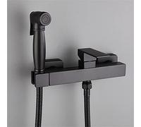 Matte Black Hand Held Bidet Sprayer for Toilet, Bathroom Muslim Shower Faucet Mixed Handheld Bidet Faucet with Fabric Diaper for Wall Mount with Hand,B