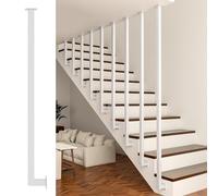 Matte Black Indoor Stair Railing - Modern L-Shaped Wrought Iron 5.74FT Floor to Ceiling Mounted Sturdy Square Tube for Lofts & Villas - Stylish Safety Solution