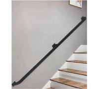 Matte Black Indoor Stair Railing Support Rods - 10ft Wall Mount il for Elderly & Kids Industrial Pipe Design Safe Stairway Safety Solution