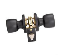 Matte Black Interior Door Handle Lock for Bedroom Bathroom Privacy | Three-Rod Passage Knob Set Metal Finish Fits Standard Wooden Doors Easy Install, Matte Black Door Knob(2pcs)