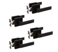 Matte Black Interior Door Handles Passage Door Lever for Hallway Closet Square Heavy Duty Non Locking Lever Modern Keyless Door Knobs Lockset for Right Left Side Door (4 Pcs)