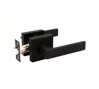 Matte Black Interior Door Handles Passage Door Lever for Hallway Closet Square Heavy Duty Non Locking Lever Modern Keyless Door Knobs Lockset for Right Left Side Door (1 Pc)
