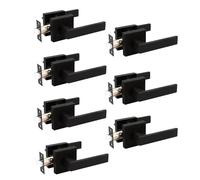 Matte Black Interior Door Handles Passage Door Lever for Hallway Closet Square Heavy Duty Non Locking Lever Modern Keyless Door Knobs Lockset for Right Left Side Door (7 Pcs)