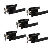 Matte Black Interior Door Handles Passage Door Lever for Hallway Closet Square Heavy Duty Non Locking Lever Modern Keyless Door Knobs Lockset for Right Left Side Door (5 Pcs)