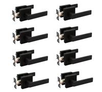 Matte Black Interior Door Handles Passage Door Lever for Hallway Closet Square Heavy Duty Non Locking Lever Modern Keyless Door Knobs Lockset for Right Left Side Door (8 Pcs)