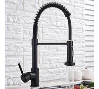 Matte Black Kitchen Faucet, 360° Pull Down Dual Spray Mixer Tap, Hot & Cold Water for Home, Brushed Gold Finish, Stylish Sink Faucet for Modern Kitchens