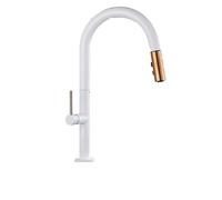 Matte Black Kitchen Faucet Single Handle Pull Down Mixer Hot & Cold Water Tap Design Deck Mounted White & Black Finish for Stylish Kitchens