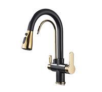 Matte Black Kitchen Faucet with 360° Pull-Out Spray 3-Way Water Filter Tap Smart Sink Mixer Modern Design (Type A Black d)