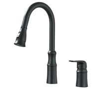 Matte Black Kitchen Faucet with Pull Down Sprayer, 1 H, 2 Hole Mixer Tap for Hot & Cold Water, Brushed el h - Modern, Easy Installat
