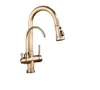 Matte Black Kitchen Faucet with Pull Out Spray and 360 Rotation 3 Ways Water Filter Tap Smart for Sink Mixer Antique Brass Finish