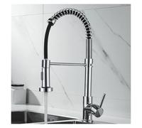 Matte Black Kitchen Sink Fau Hot & Cold Deck Mounted Mixer 360° Rotating Water Jet Slish d Accents Modern Kitchen Fixture & Easy to Install